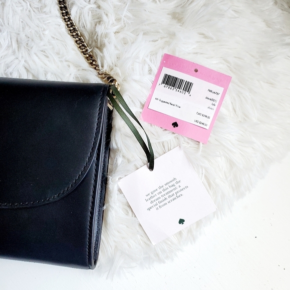 Kate Spade Black Leather Lula Gold Chain Clutch - Picture 6 of 10